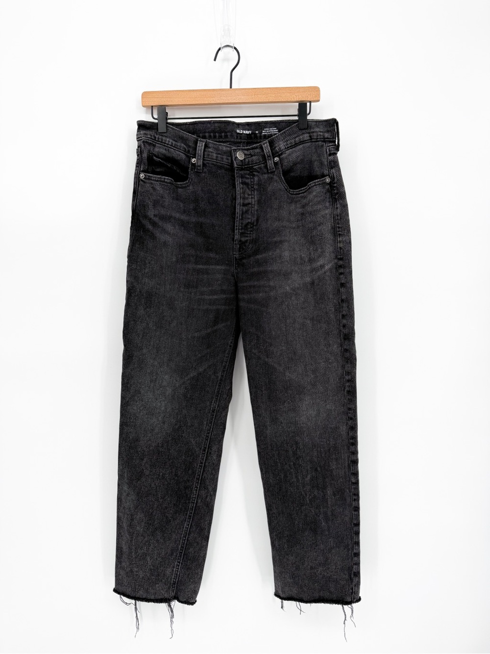 Old Navy Extra High-Rise Ski-Hi Straight Leg Jeans Black Wash Size 12